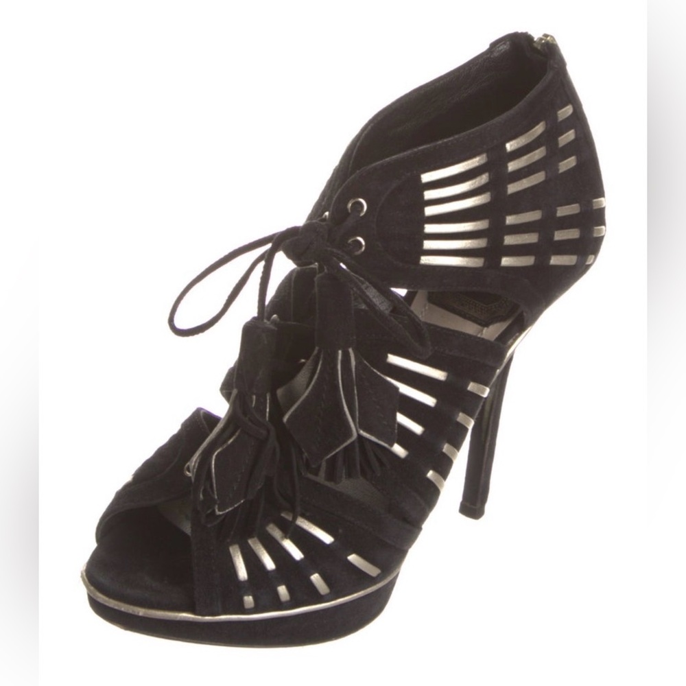 Stunning authentic suede black strappy Christian Dior stiletto shoes EUC - Picture 2 of 10